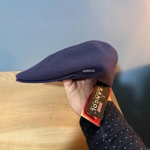 Kangol Hat Cap Fitted Mens Medium Blue Bamboo 507 Flat Cap Lightweight Knit